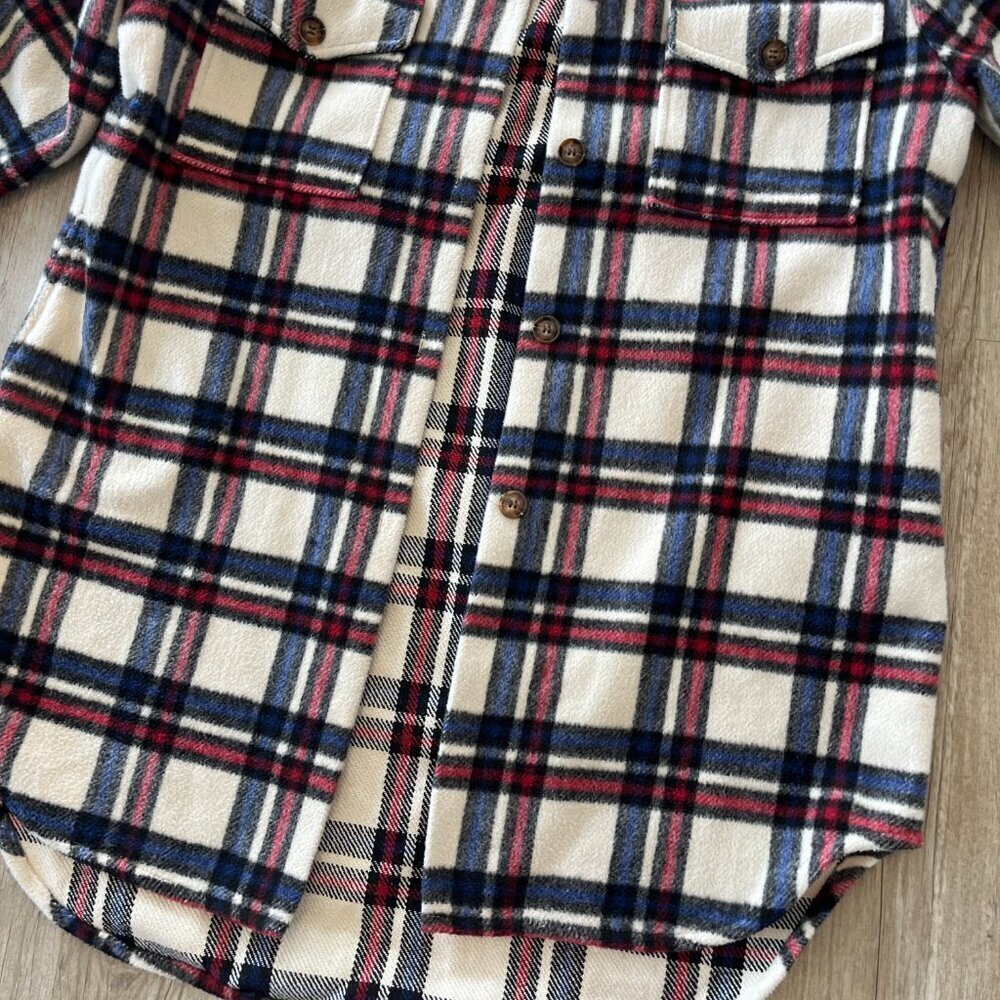 Womens Fashion Nova White/Red/Blue Plaid Heavyweight Trench Jacket/Coat - S/M - Picture 4 of 8